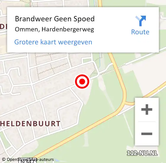 Locatie op kaart van de 112 melding: Brandweer Geen Spoed Naar Ommen, Hardenbergerweg op 18 oktober 2020 07:29