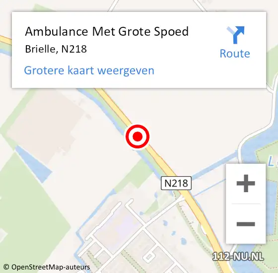 Locatie op kaart van de 112 melding: Ambulance Met Grote Spoed Naar Brielle, N218 op 18 oktober 2020 13:00