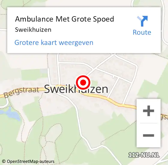 Locatie op kaart van de 112 melding: Ambulance Met Grote Spoed Naar Sweikhuizen op 18 oktober 2020 14:51