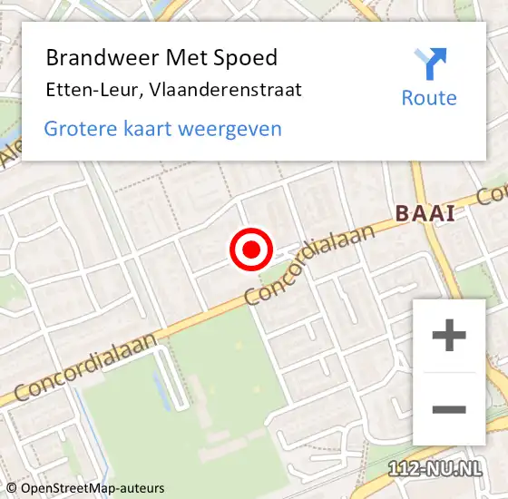 Locatie op kaart van de 112 melding: Brandweer Met Spoed Naar Etten-Leur, Vlaanderenstraat op 18 oktober 2020 15:22