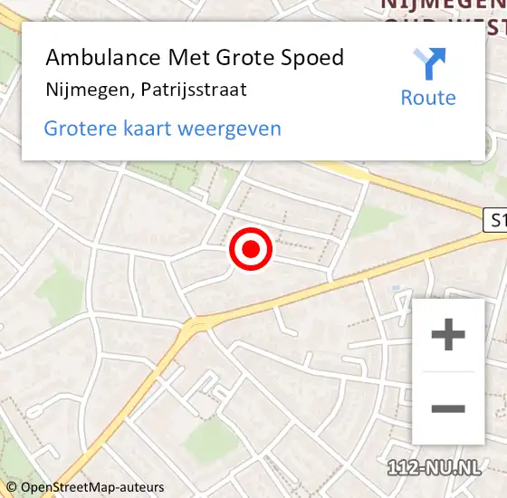 Locatie op kaart van de 112 melding: Ambulance Met Grote Spoed Naar Nijmegen, Patrijsstraat op 18 oktober 2020 17:34
