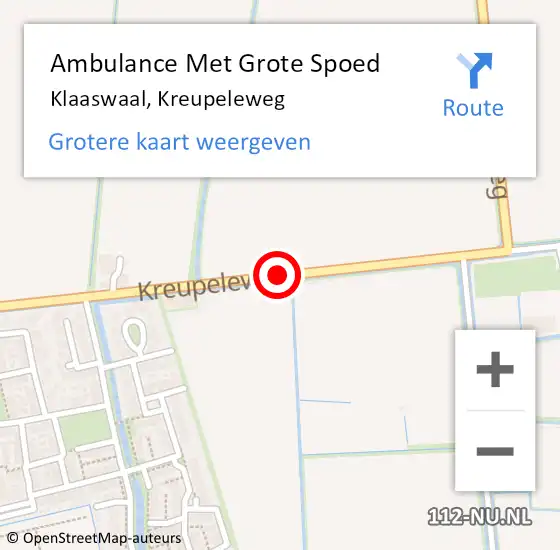 Locatie op kaart van de 112 melding: Ambulance Met Grote Spoed Naar Klaaswaal, Kreupeleweg op 18 oktober 2020 19:53