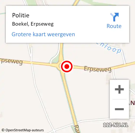 Locatie op kaart van de 112 melding: Politie Boekel, Erpseweg op 19 oktober 2020 07:11