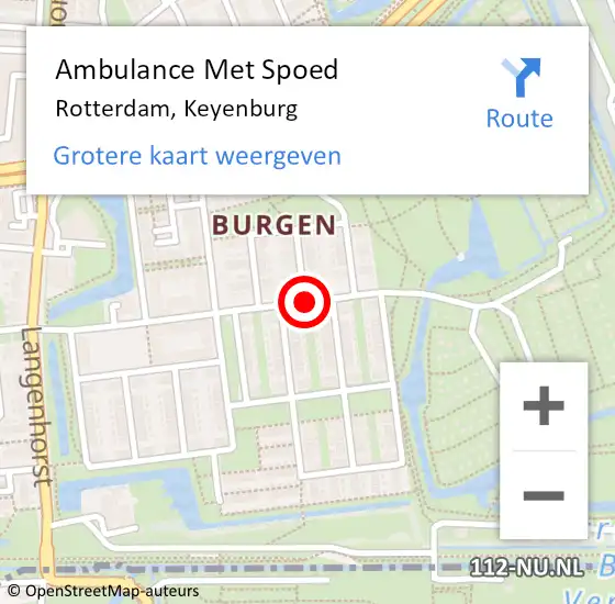 Locatie op kaart van de 112 melding: Ambulance Met Spoed Naar Rotterdam, Keyenburg op 19 oktober 2020 18:12