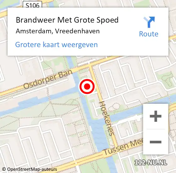 Locatie op kaart van de 112 melding: Brandweer Met Grote Spoed Naar Amsterdam, Vreedenhaven op 20 oktober 2020 02:02