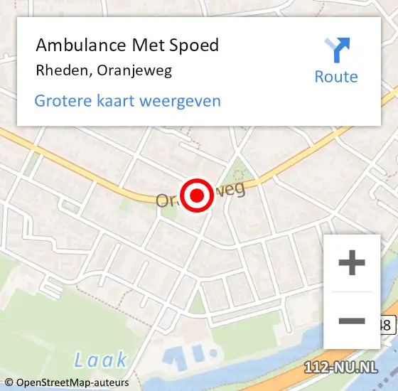 Locatie op kaart van de 112 melding: Ambulance Met Spoed Naar Rheden, Oranjeweg op 20 oktober 2020 07:39