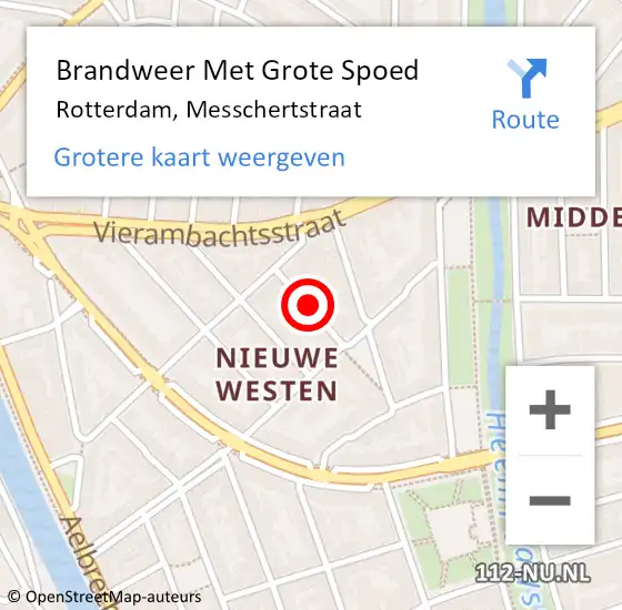 Locatie op kaart van de 112 melding: Brandweer Met Grote Spoed Naar Rotterdam, Messchertstraat op 20 oktober 2020 13:12