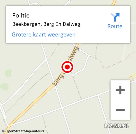 Locatie op kaart van de 112 melding: Politie Beekbergen, Berg En Dalweg op 20 oktober 2020 22:55