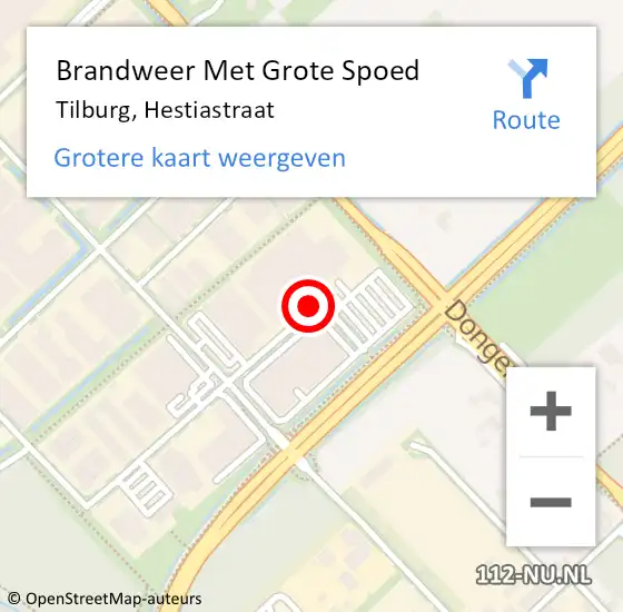 Locatie op kaart van de 112 melding: Brandweer Met Grote Spoed Naar Tilburg, Hestiastraat op 20 oktober 2020 23:14