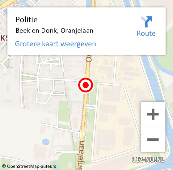 Locatie op kaart van de 112 melding: Politie Beek en Donk, Oranjelaan op 21 oktober 2020 07:05