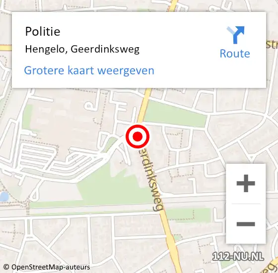 Locatie op kaart van de 112 melding: Politie Hengelo, Geerdinksweg op 21 oktober 2020 07:08