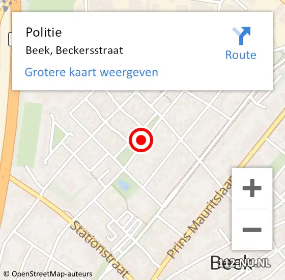 Locatie op kaart van de 112 melding: Politie Beek, Beckersstraat op 21 oktober 2020 08:07