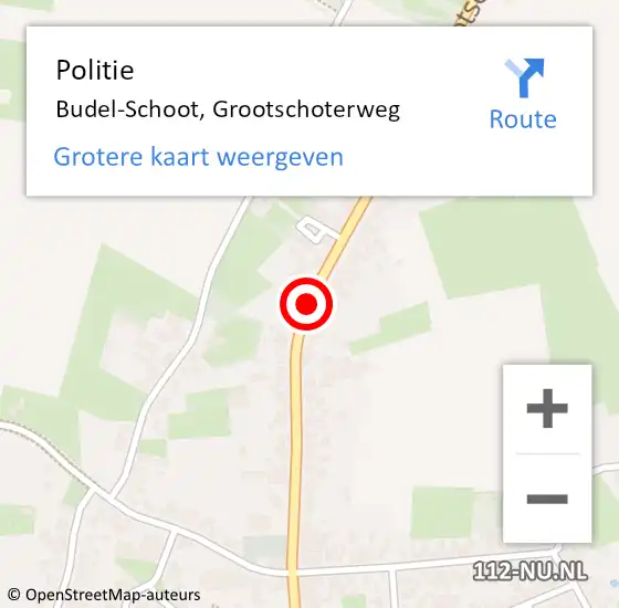 Locatie op kaart van de 112 melding: Politie Budel-Schoot, Grootschoterweg op 21 oktober 2020 09:29