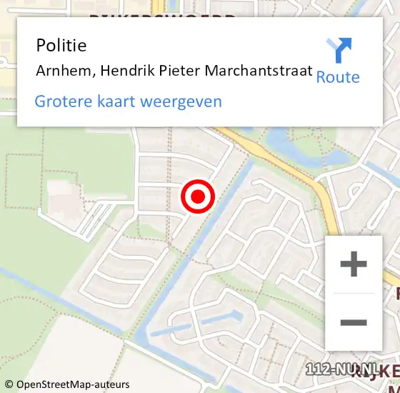 Locatie op kaart van de 112 melding: Politie Arnhem, Hendrik Pieter Marchantstraat op 21 oktober 2020 09:55