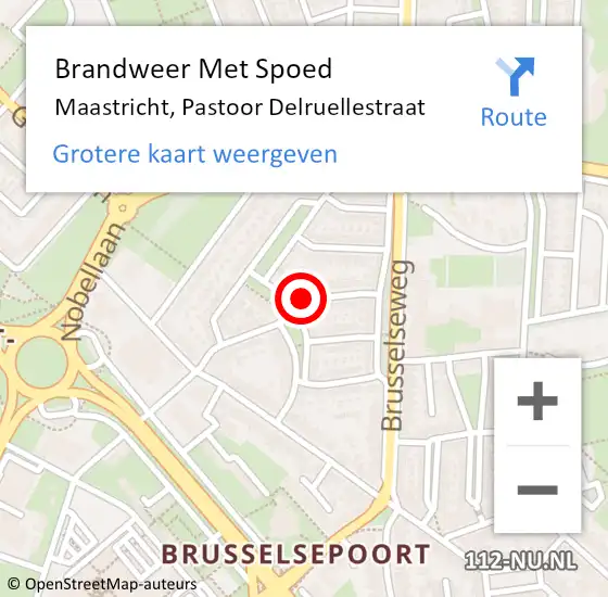 Locatie op kaart van de 112 melding: Brandweer Met Spoed Naar Maastricht, Pastoor Delruellestraat op 21 oktober 2020 09:57