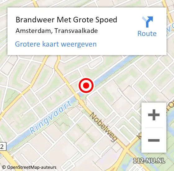 Locatie op kaart van de 112 melding: Brandweer Met Grote Spoed Naar Amsterdam, Transvaalkade op 21 oktober 2020 09:58