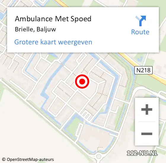 Locatie op kaart van de 112 melding: Ambulance Met Spoed Naar Brielle, Baljuw op 21 oktober 2020 18:15