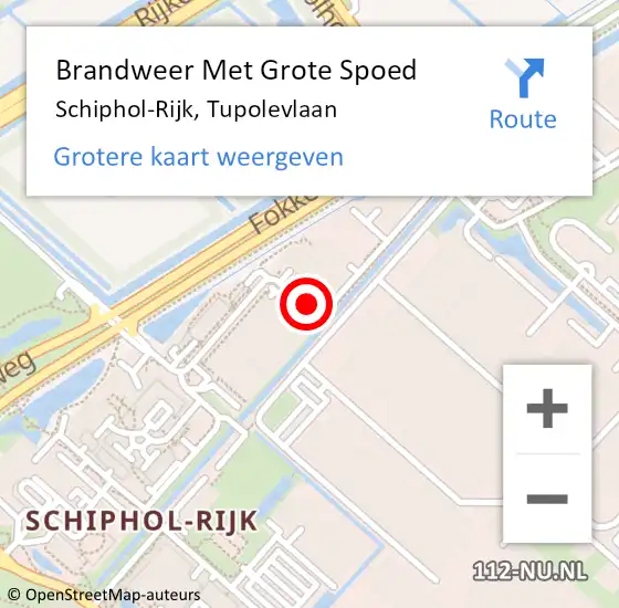 Locatie op kaart van de 112 melding: Brandweer Met Grote Spoed Naar Schiphol-Rijk, Tupolevlaan op 21 oktober 2020 20:46