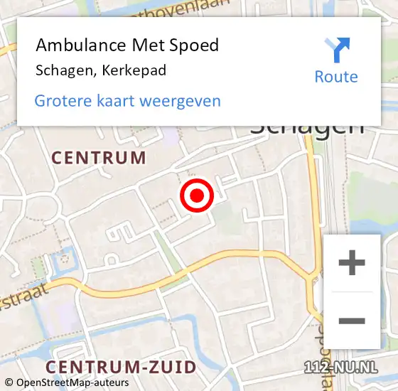 Locatie op kaart van de 112 melding: Ambulance Met Spoed Naar Schagen, Kerkepad op 22 oktober 2020 10:59