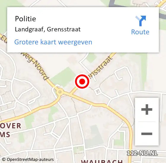 Locatie op kaart van de 112 melding: Politie Landgraaf, Grensstraat op 22 oktober 2020 13:43