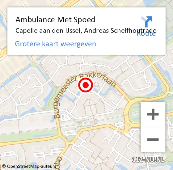 Locatie op kaart van de 112 melding: Ambulance Met Spoed Naar Capelle aan den IJssel, Andreas Schelfhoutrade op 23 oktober 2020 04:47