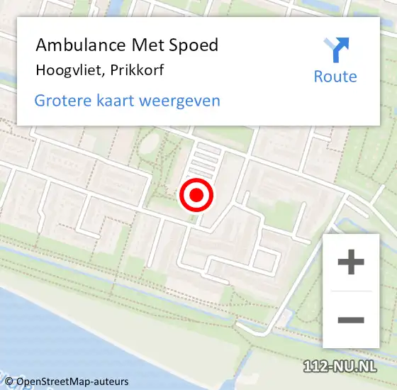 Locatie op kaart van de 112 melding: Ambulance Met Spoed Naar Hoogvliet, Prikkorf op 24 oktober 2020 06:58