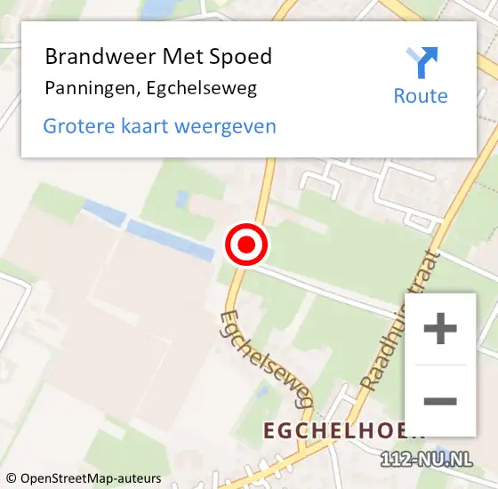 Locatie op kaart van de 112 melding: Brandweer Met Spoed Naar Panningen, Egchelseweg op 24 oktober 2020 10:13