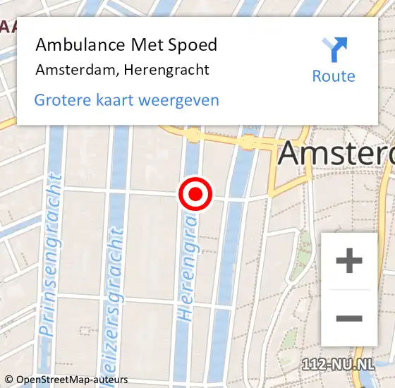 Locatie op kaart van de 112 melding: Ambulance Met Spoed Naar Amsterdam, Herengracht op 25 oktober 2020 14:15
