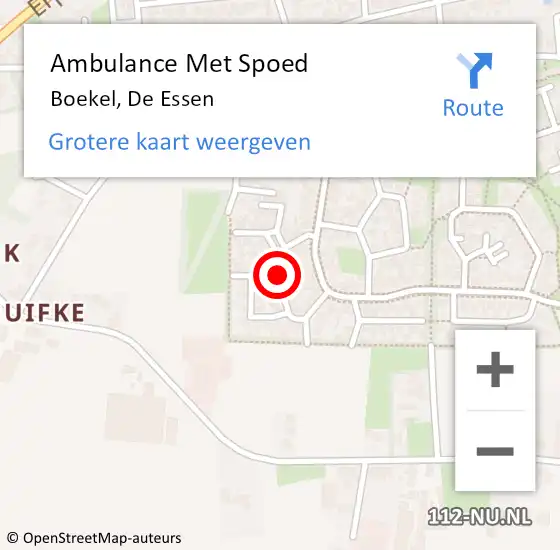 Locatie op kaart van de 112 melding: Ambulance Met Spoed Naar Boekel, De Essen op 22 mei 2014 19:28