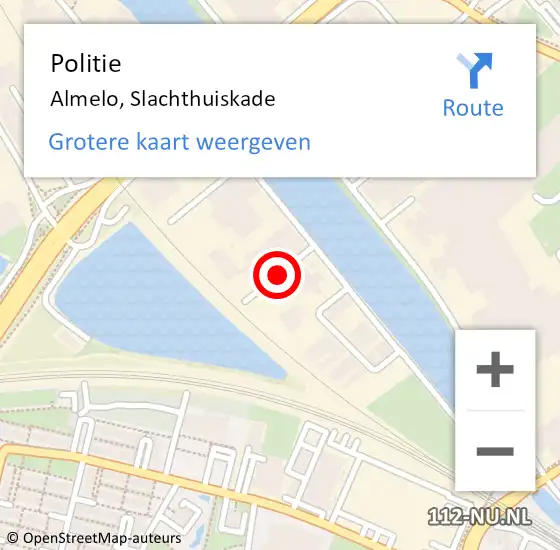 Locatie op kaart van de 112 melding: Politie Almelo, Slachthuiskade op 26 oktober 2020 07:40