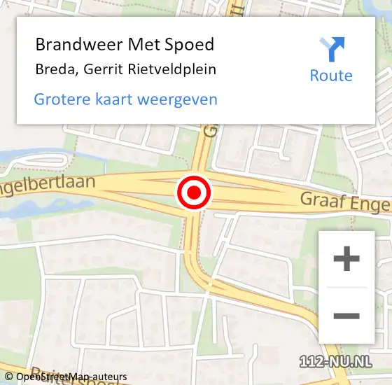 Locatie op kaart van de 112 melding: Brandweer Met Spoed Naar Breda, Gerrit Rietveldplein op 26 oktober 2020 08:38