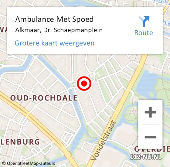 Locatie op kaart van de 112 melding: Ambulance Met Spoed Naar Alkmaar, Dr. Schaepmanplein op 22 mei 2014 20:03