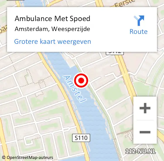Locatie op kaart van de 112 melding: Ambulance Met Spoed Naar Amsterdam, Weesperzijde op 26 oktober 2020 09:01