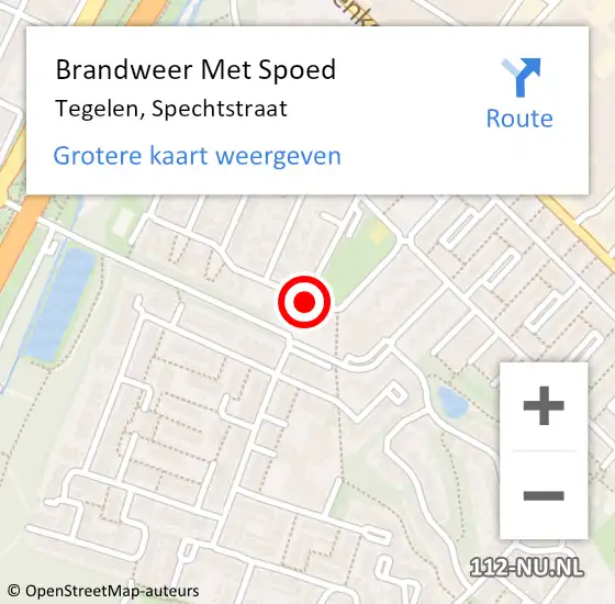 Locatie op kaart van de 112 melding: Brandweer Met Spoed Naar Tegelen, Spechtstraat op 26 oktober 2020 09:15