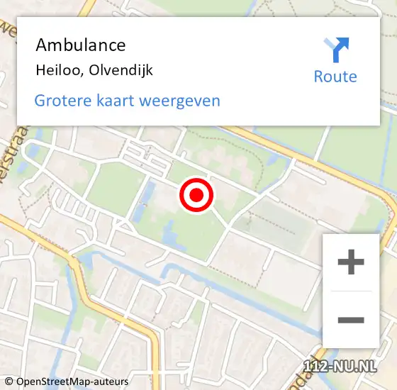 Locatie op kaart van de 112 melding: Ambulance Heiloo, Olvendijk op 26 oktober 2020 10:40