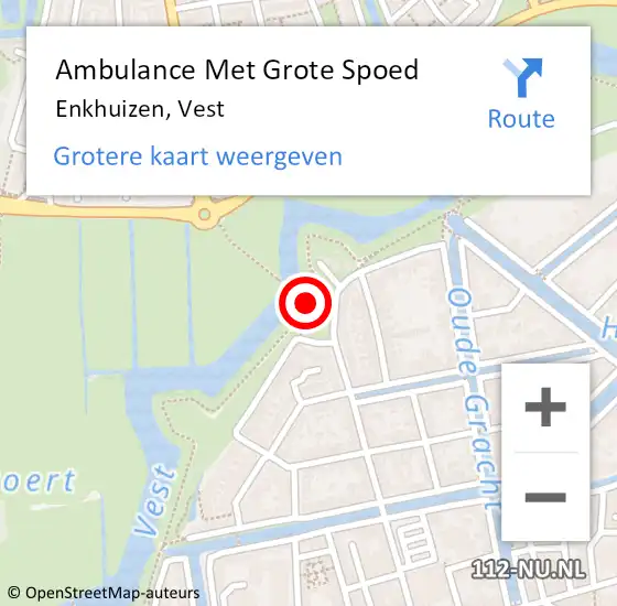 Locatie op kaart van de 112 melding: Ambulance Met Grote Spoed Naar Enkhuizen, Vest op 26 oktober 2020 10:53