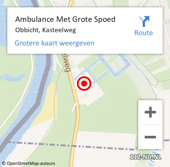 Locatie op kaart van de 112 melding: Ambulance Met Grote Spoed Naar Obbicht, Kasteelweg op 22 mei 2014 21:22