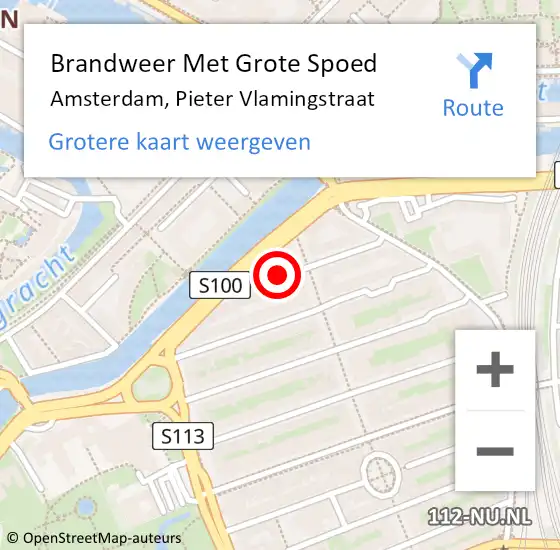 Locatie op kaart van de 112 melding: Brandweer Met Grote Spoed Naar Amsterdam, Pieter Vlamingstraat op 26 oktober 2020 17:31