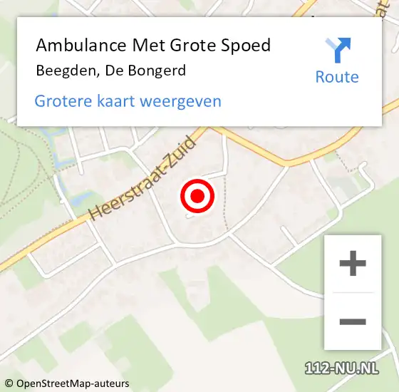 Locatie op kaart van de 112 melding: Ambulance Met Grote Spoed Naar Beegden, De Bongerd op 27 oktober 2020 03:28