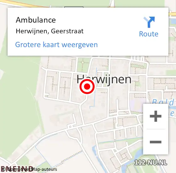 Locatie op kaart van de 112 melding: Ambulance Herwijnen, Geerstraat op 27 oktober 2020 07:35