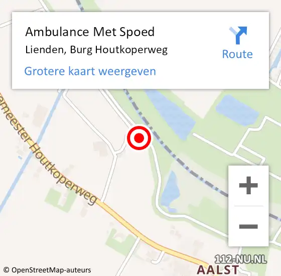 Locatie op kaart van de 112 melding: Ambulance Met Spoed Naar Lienden, Burg Houtkoperweg op 27 oktober 2020 10:04