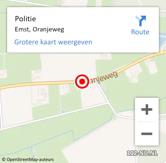 Locatie op kaart van de 112 melding: Politie Emst, Oranjeweg op 27 oktober 2020 11:13