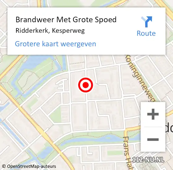 Locatie op kaart van de 112 melding: Brandweer Met Grote Spoed Naar Ridderkerk, Kesperweg op 27 oktober 2020 18:47