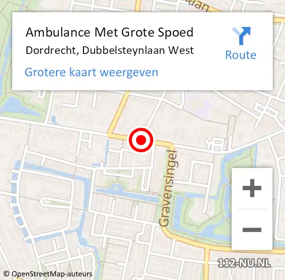 Locatie op kaart van de 112 melding: Ambulance Met Grote Spoed Naar Dordrecht, Dubbelsteynlaan West op 28 oktober 2020 08:35