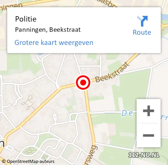 Locatie op kaart van de 112 melding: Politie Panningen, Beekstraat op 28 oktober 2020 09:28