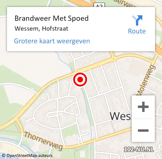 Locatie op kaart van de 112 melding: Brandweer Met Spoed Naar Wessem, Hofstraat op 28 oktober 2020 10:21