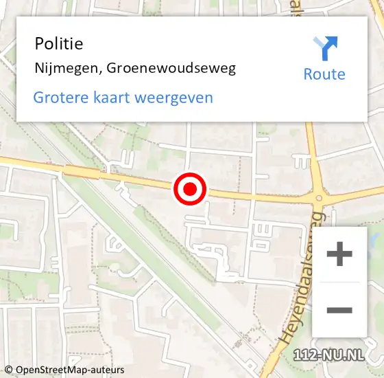 Locatie op kaart van de 112 melding: Politie Nijmegen, Groenewoudseweg op 28 oktober 2020 10:59