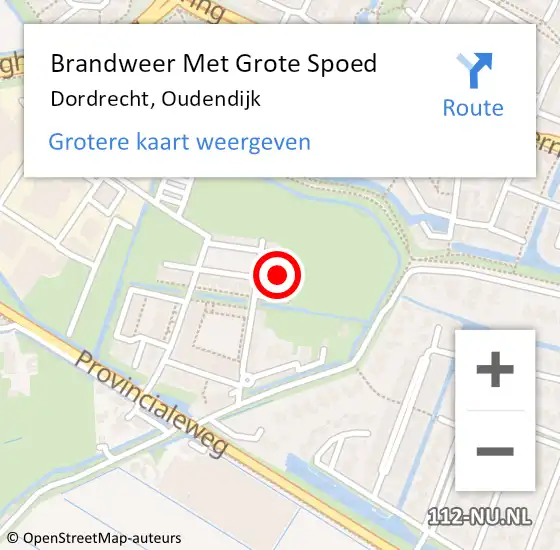 Locatie op kaart van de 112 melding: Brandweer Met Grote Spoed Naar Dordrecht, Oudendijk op 28 oktober 2020 13:23