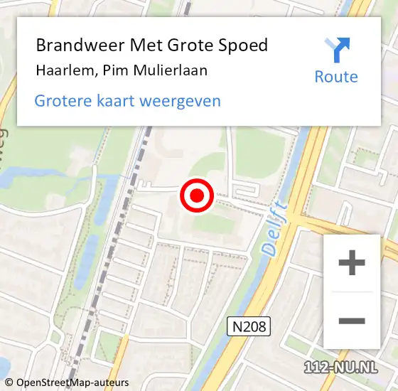 Locatie op kaart van de 112 melding: Brandweer Met Grote Spoed Naar Haarlem, Pim Mulierlaan op 28 oktober 2020 13:25