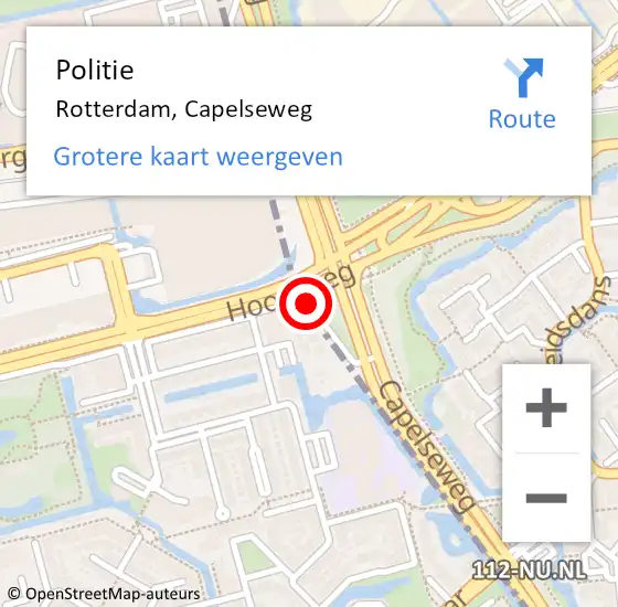 Locatie op kaart van de 112 melding: Politie Rotterdam, Capelseweg op 28 oktober 2020 13:34